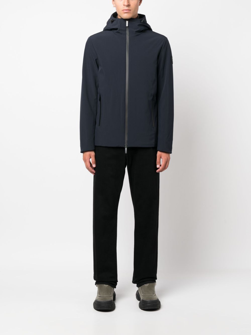Woolrich logo-patch zip-up hooded jacket - Blauw