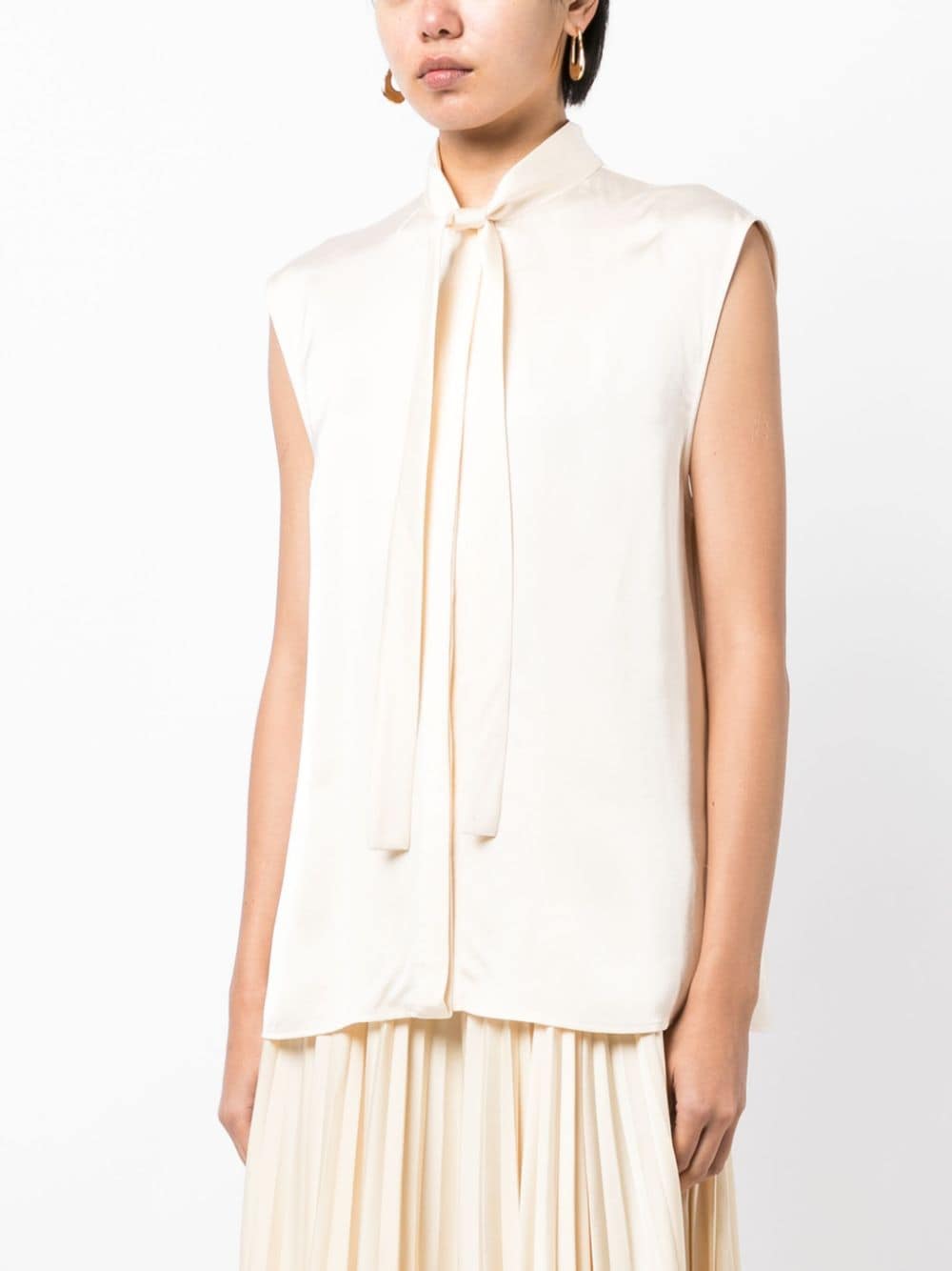 Shop Jil Sander Tie-fastening Sleeveless Blouse In White