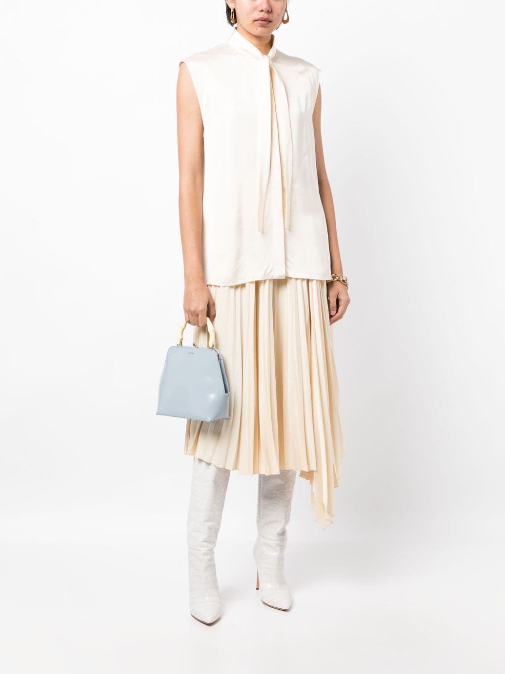 Shop Jil Sander Tie-fastening Sleeveless Blouse In White