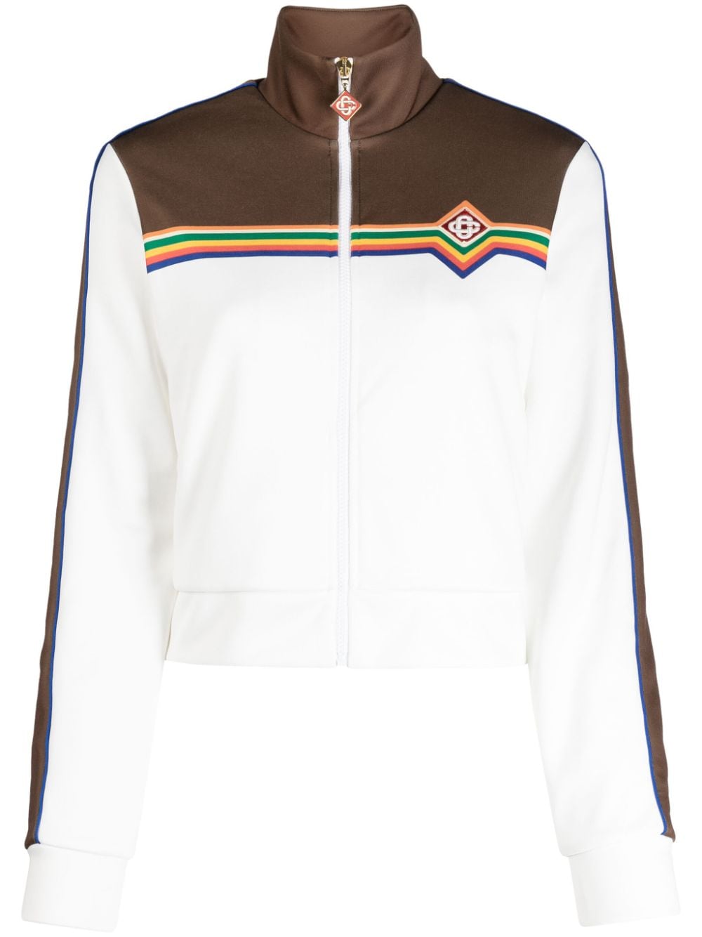 Casablanca Panelled High-neck Jacket In Bianco E Marrone