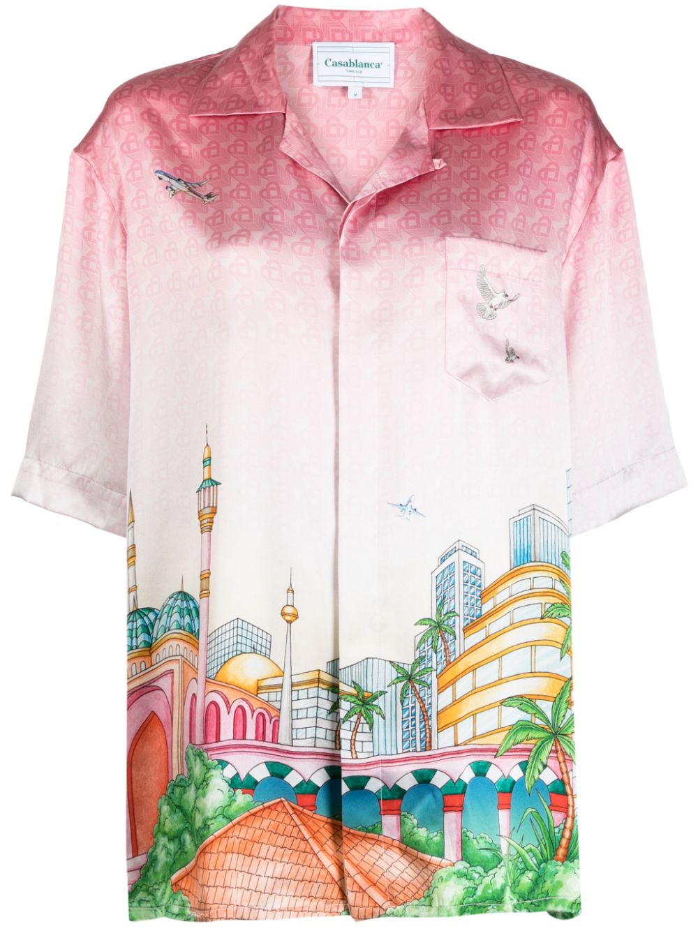 Shop Casablanca Morning City View Silk Shirt In Multicolour