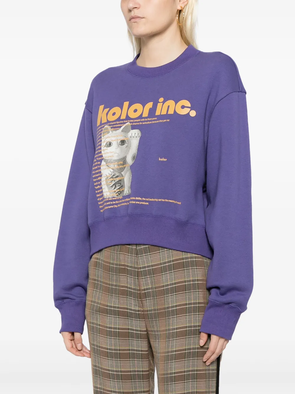 Shop Kolor Logo-print Cotton Sweatshirt In Purple