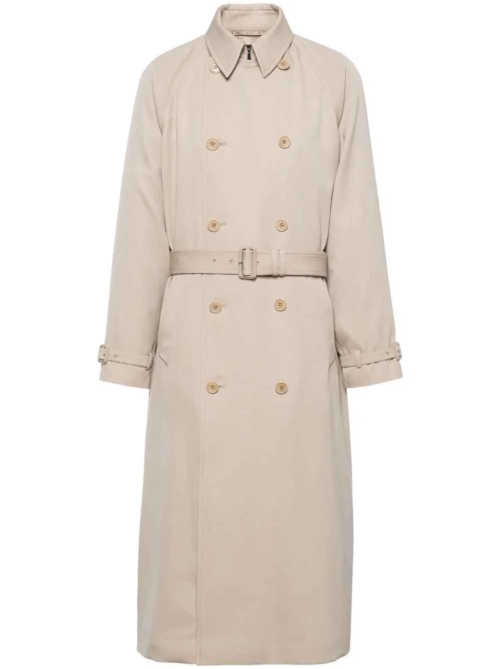 Prada Trenchcoat met dubbele rij knopen Beige