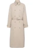 Prada double-breasted wool trench coat - Neutrals