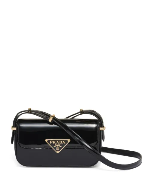 Prada 에나멜 로고 페이턴트 가죽 숄더 백