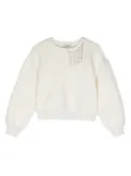 TWINSET Kids chain-detail wide-neck sweatshirt - White