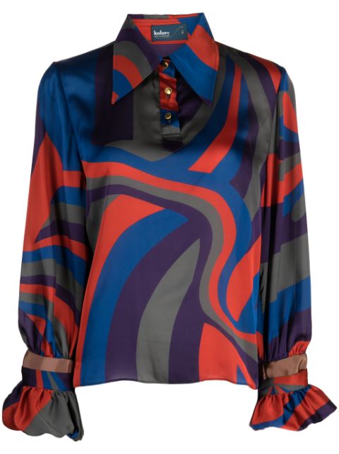 Kolor abstract-pattern long-sleeve blouse