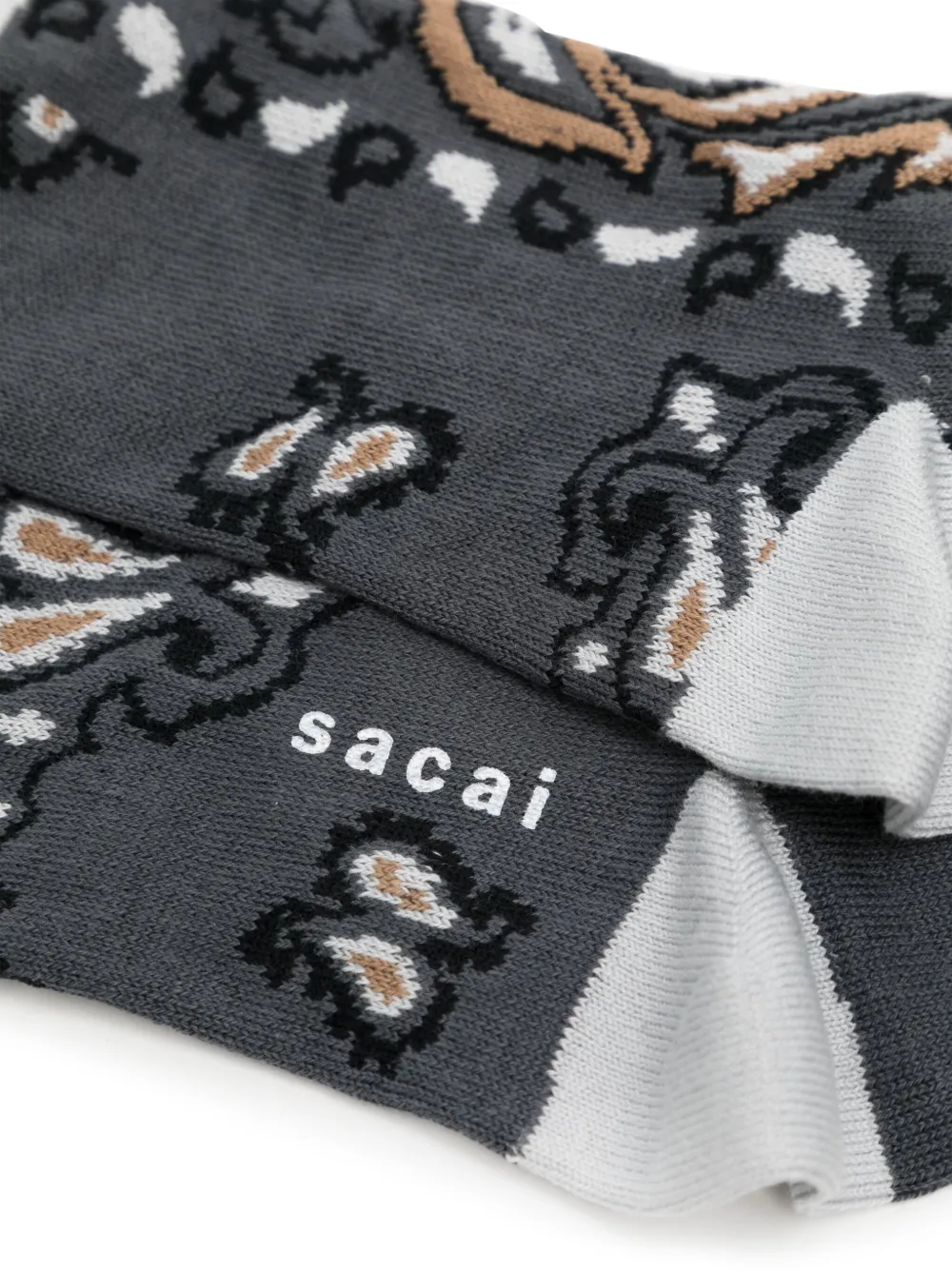 sacai Sokken met bandanapatroon - Grijs