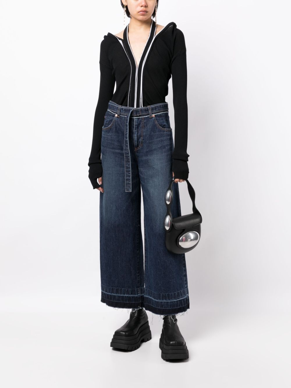 sacai high-rise wide-leg jeans - Blauw