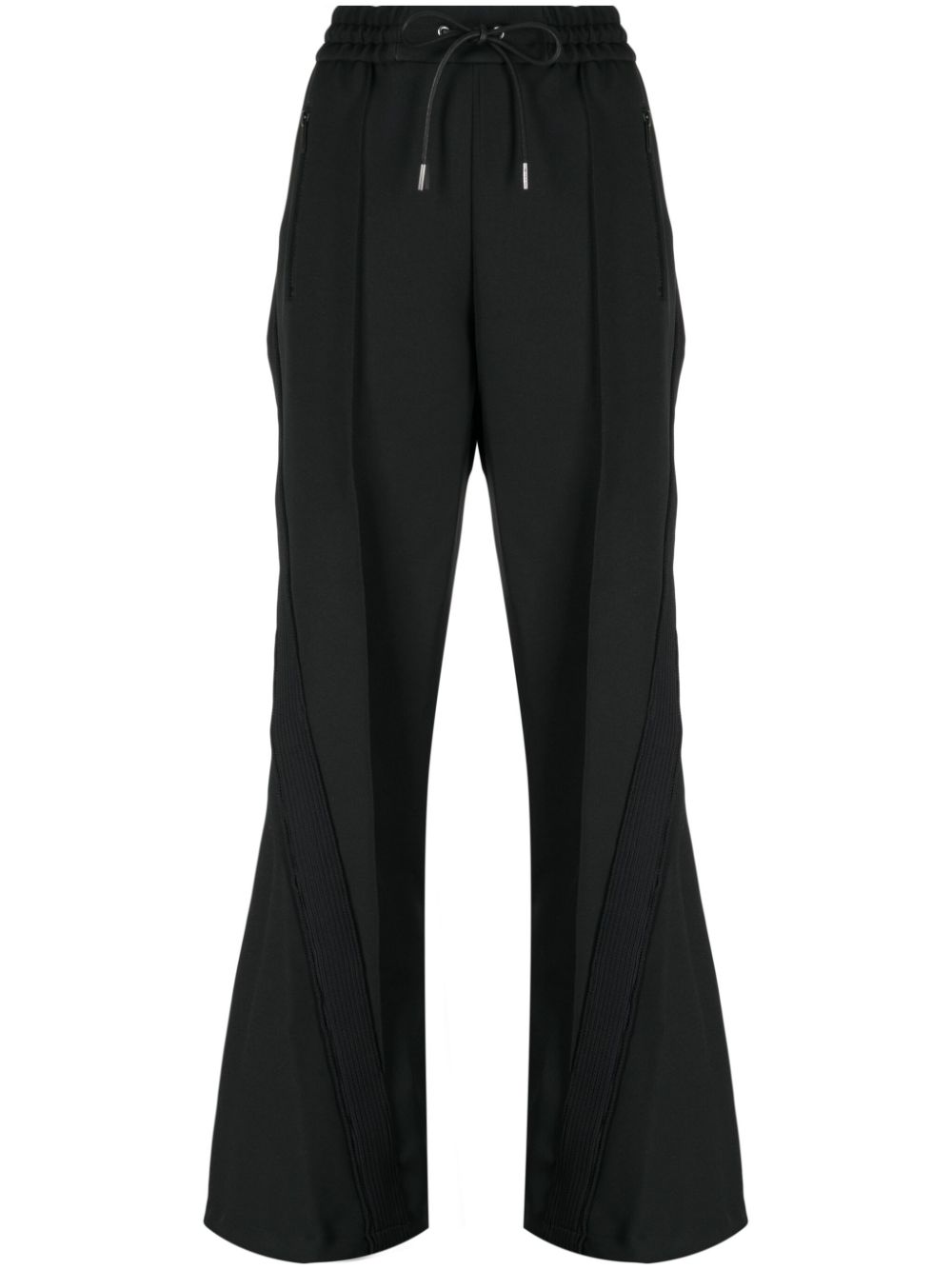 Sacai Stripe-detail Flared Trousers In Black