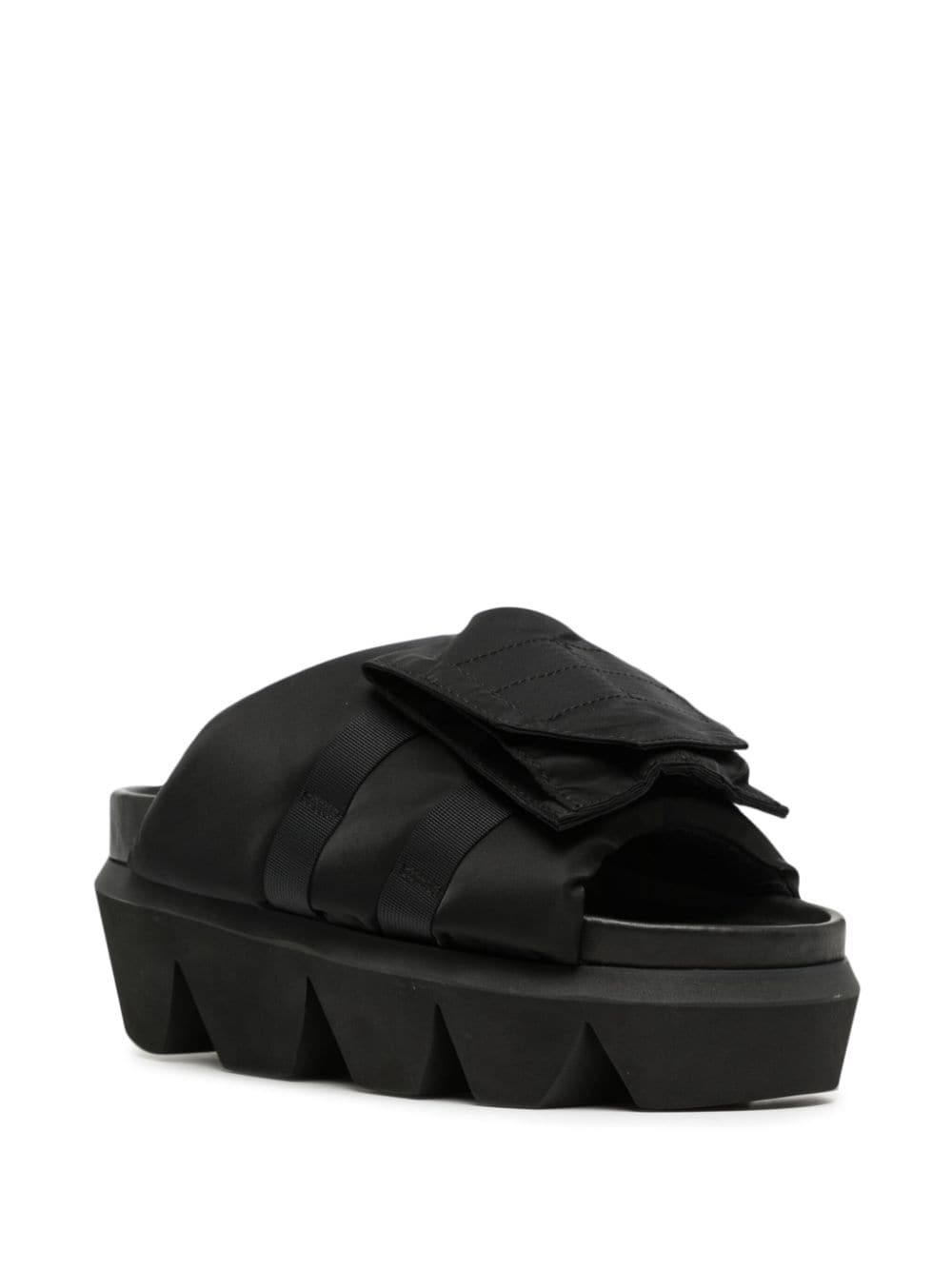 Shop Sacai Flap-pocket Chunky-sole Slides In 黑色