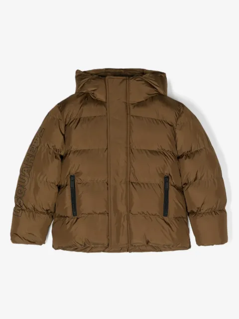 DSQUARED2 KIDS пуховик с капюшоном и логотипом