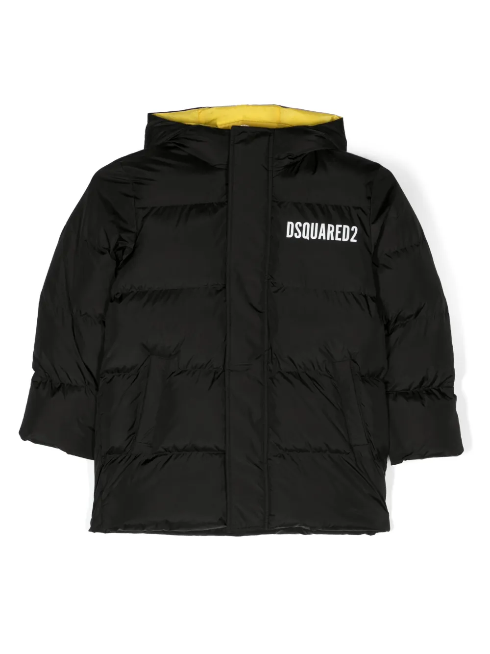 Dsquared2 D2j406u Jacket Dsquared Glossy Hooded Padded Jacket With Logo In Black