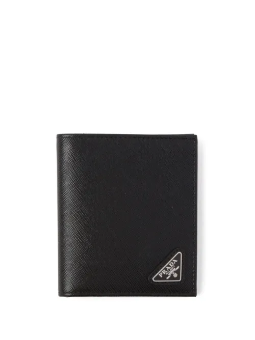 Portefeuille pliant en cuir saffiano - Prada - Modalova