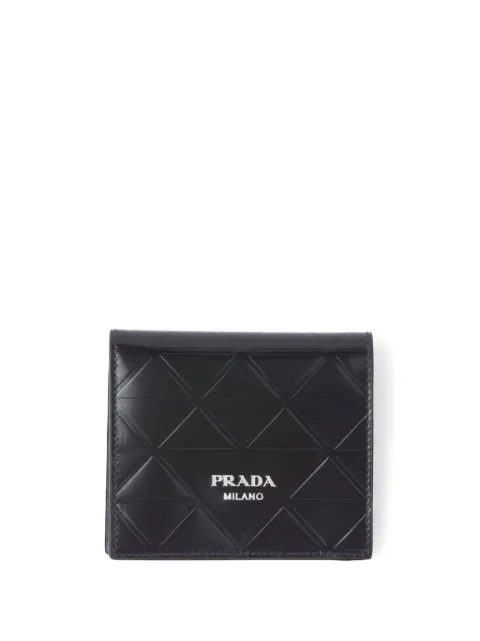 Prada debossed bi-fold leather wallet