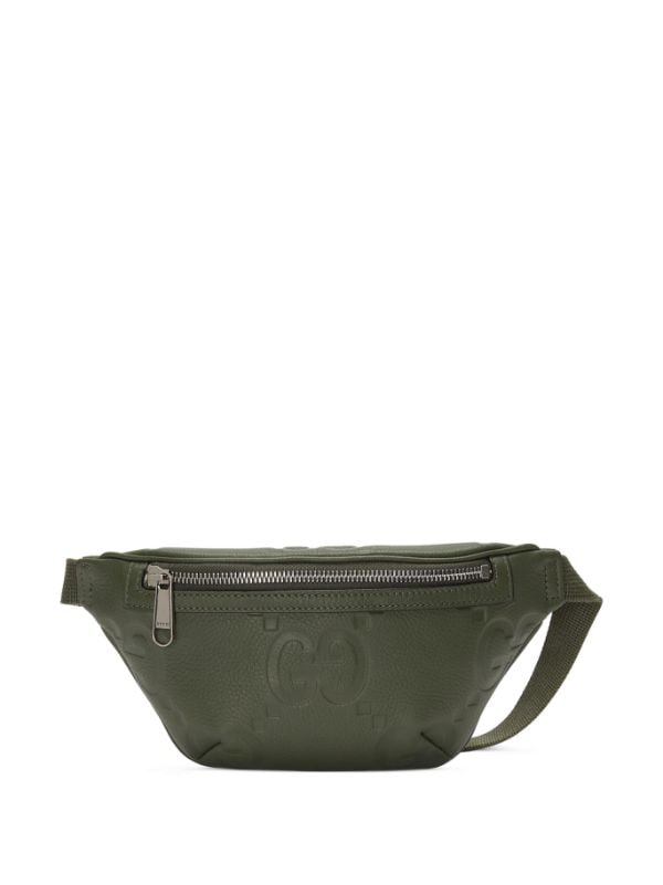 Jumbo GG belt bag in dark green leather