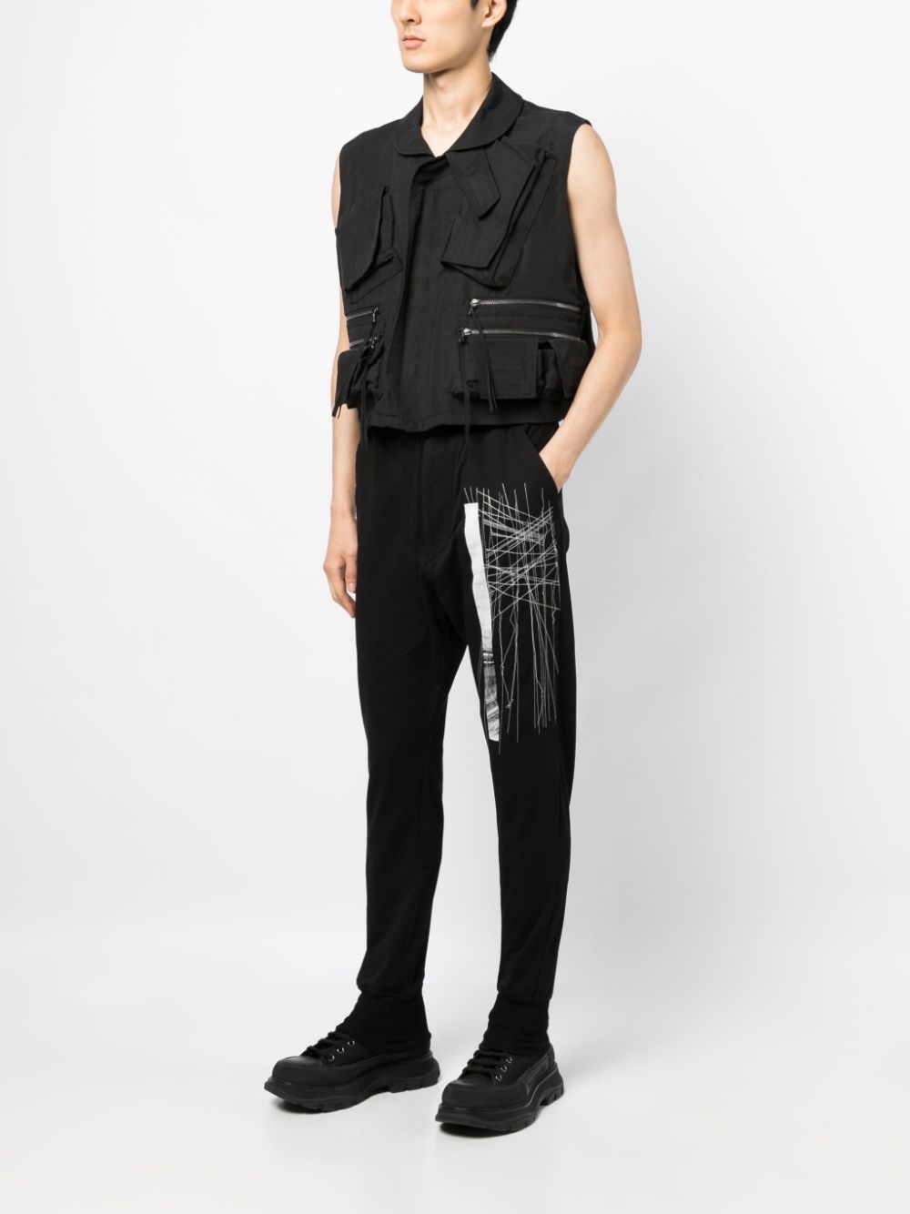 Julius graphic-print cotton track pants - Zwart