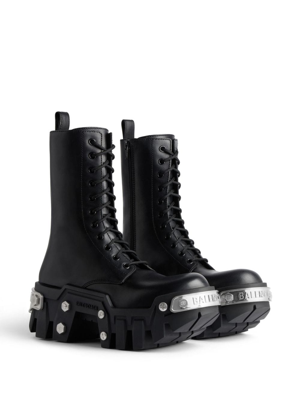 Shop Balenciaga Bulldozer Platform Lace-up Boots In Black