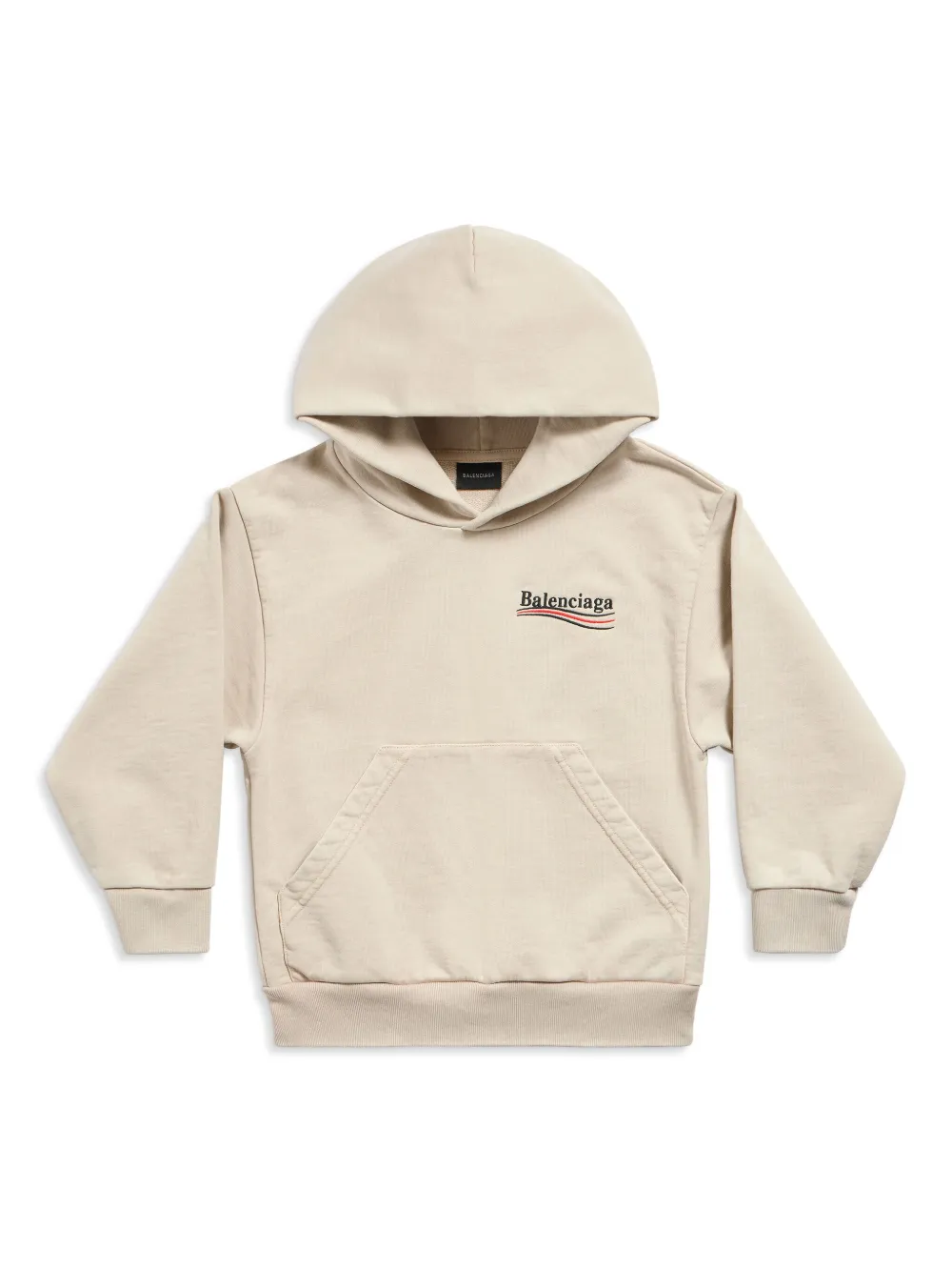 Shop Balenciaga Political Campaign-embroidered Cotton Hoodie In Neutrals