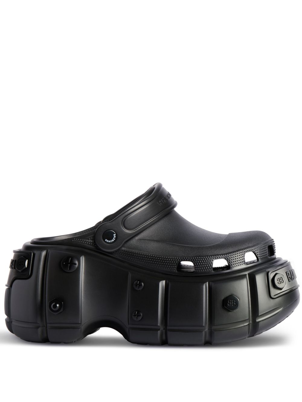 Shop Balenciaga X Crocs Hardcrocs Platform Mules In Black