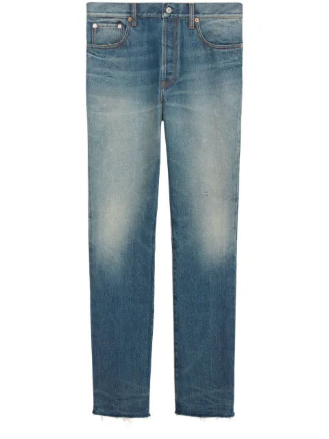 Gucci Halbhohe Straight-Leg-Jeans mit offenem Saum