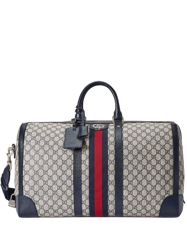 Gucci Savoy small duffle bag in beige and blue GG Supreme