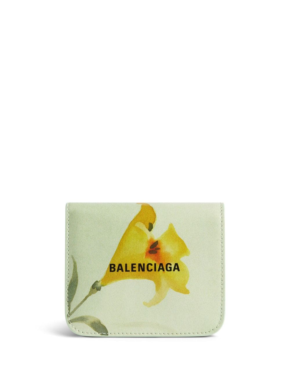 Balenciaga Cash Lily-print Leather Wallet In Grün