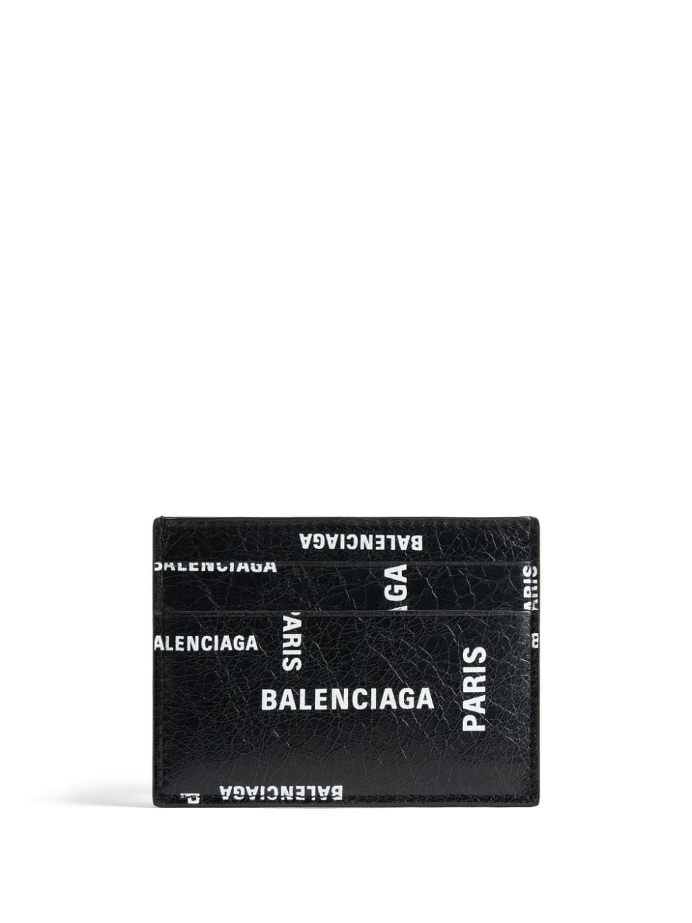 Balenciaga Logo-print Leather Cardholder In Black
