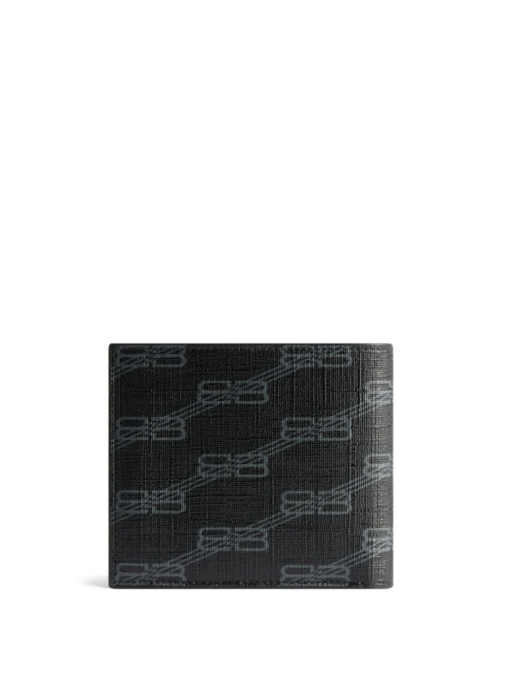 Shop Balenciaga Monogram-print Bi-fold Wallet In Black