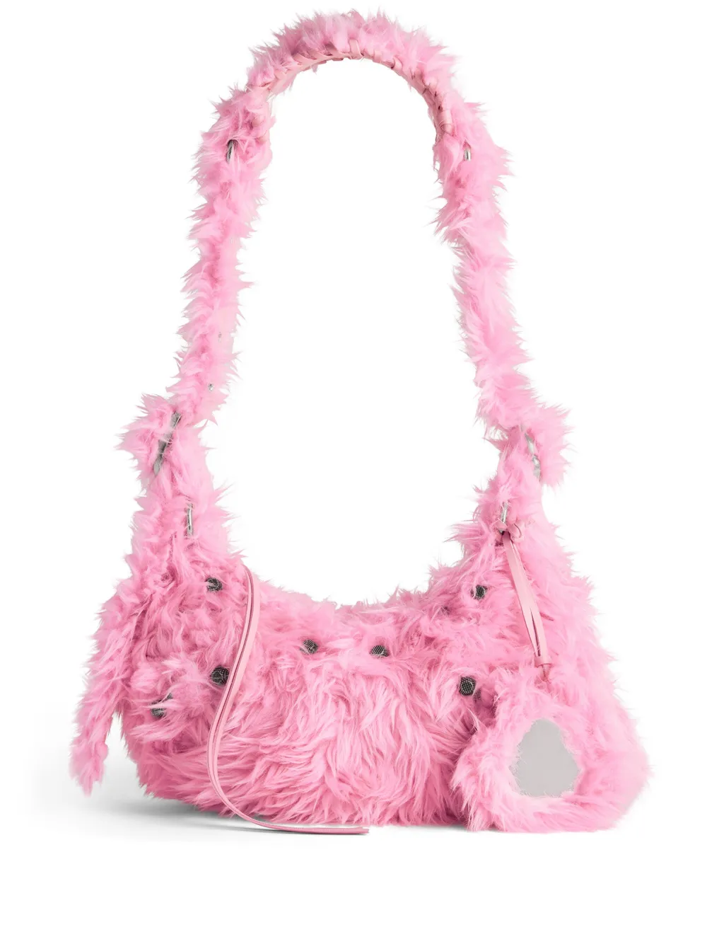 Shop Balenciaga Le Cagole Xs Faux-fur Shoulder Bag In Pink