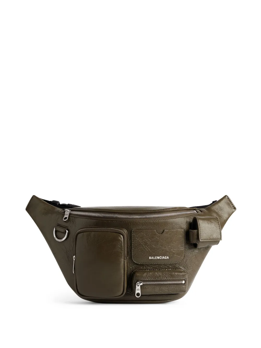 Shop Balenciaga Superbusy Leather Belt Bag In Green