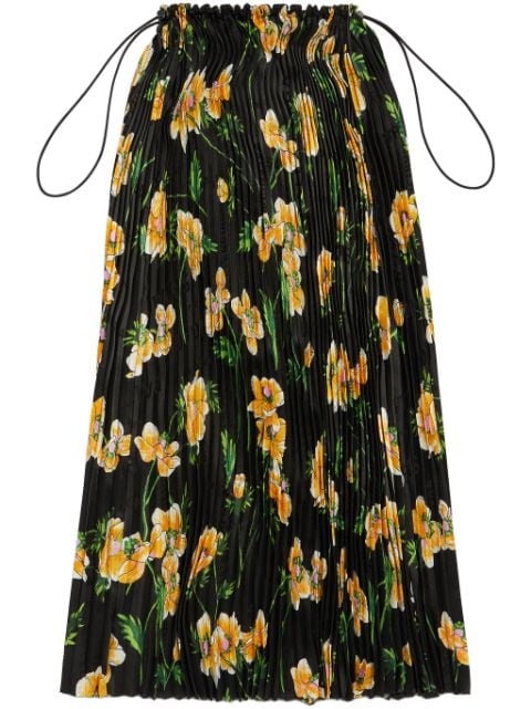 Balenciaga floral-print pleated skirt
