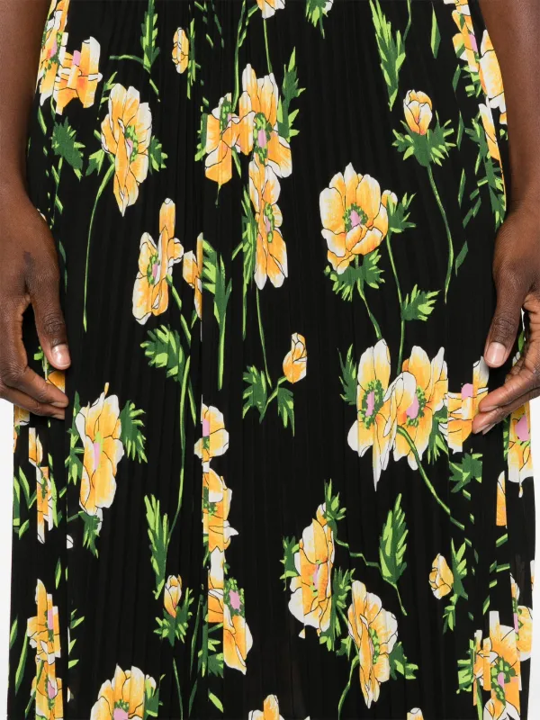 Black skirt yellow flowers online