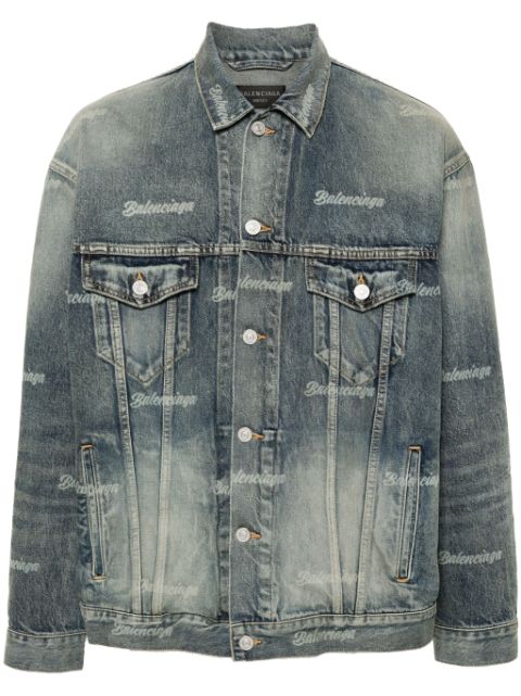 Balenciaga logo-print denim jacket Men