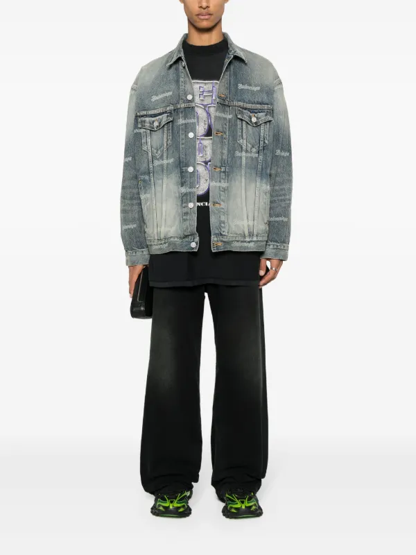 Balenciaga logo print denim jacket on sale