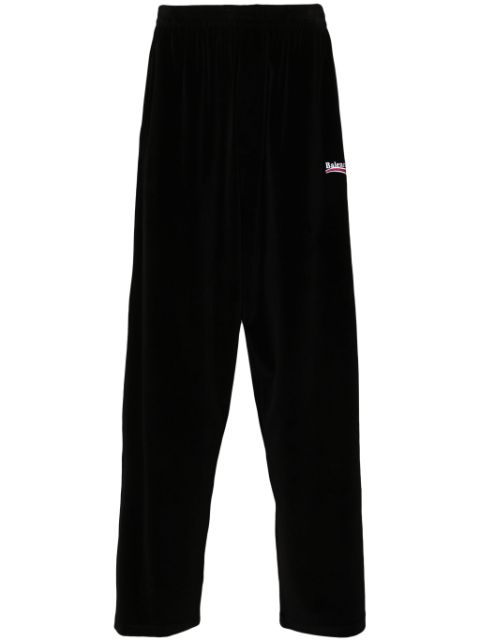 Balenciaga logo-embroidered velour track pants Men