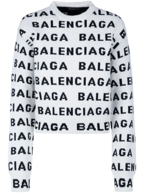 Balenciaga intarsia-logo crew-neck jumper Women