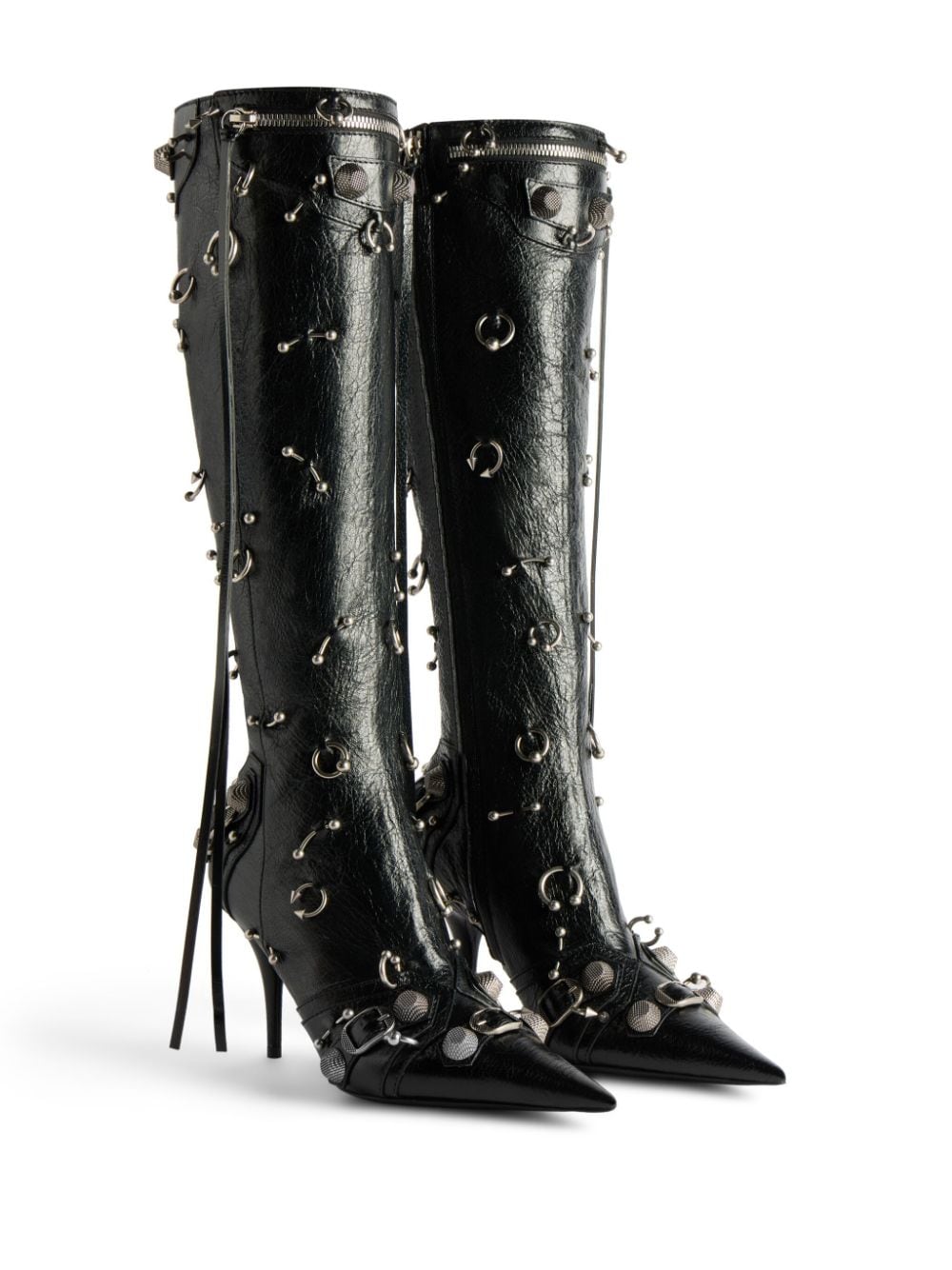 Shop Balenciaga Cagole 90mm Pointed-toe Boots In Black