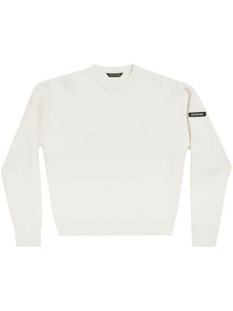 Balenciaga logo-patch wool jumper