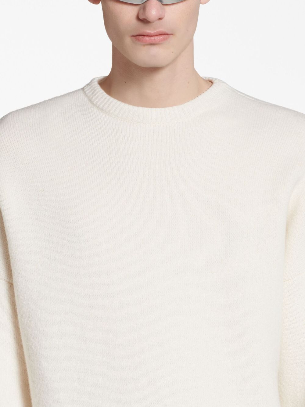 Shop Balenciaga Logo-patch Wool Jumper In White