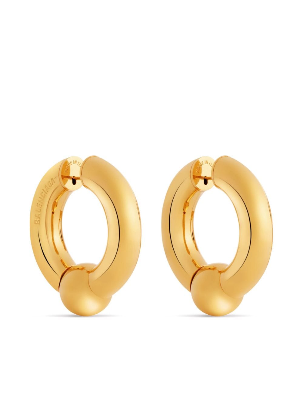 Shop Balenciaga Logo-engraved Hoop Earrings In Gold