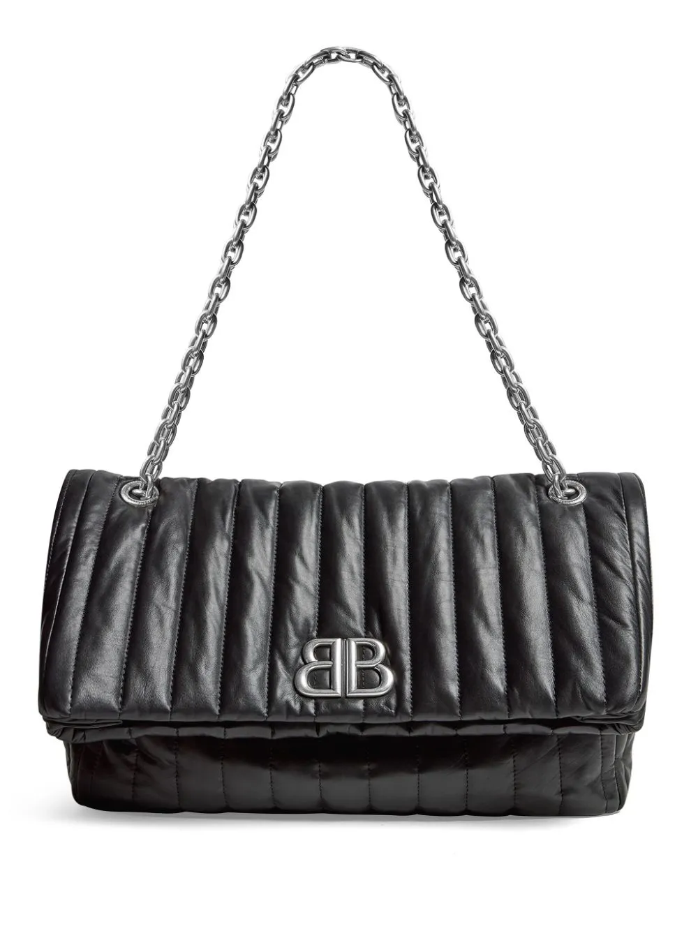 Balenciaga Medium Monaco Chain-strap Quilted Shoulder Bag In Black