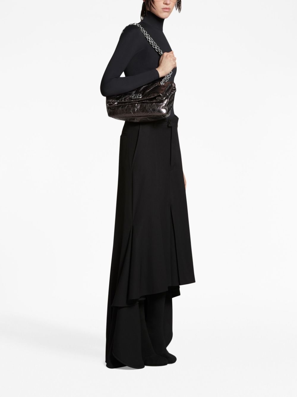 Shop Balenciaga Small Monaco Chain-strap Shoulder Bag In Grey