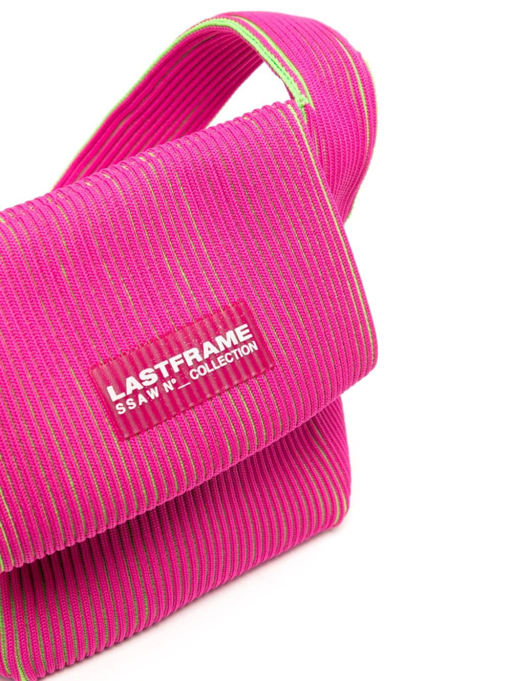 Shop Lastframe Tie Ribbed-knit Crossbody Bag In Pink