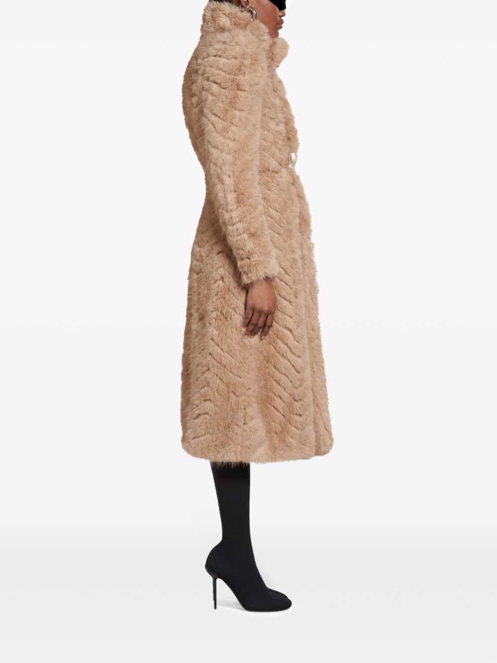 Shop Balenciaga Fur-design Maxi Coat In Neutrals