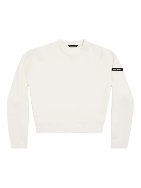 Balenciaga logo-patch stretch-wool jumper