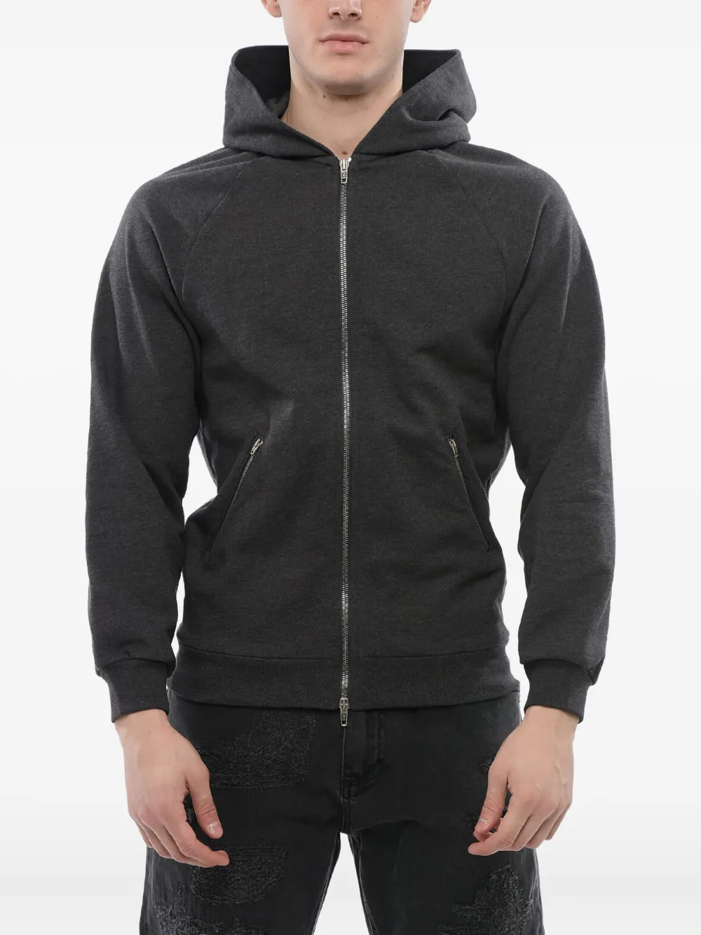 Balenciaga logo-embroidered cotton hoodie | Grey | Image 1