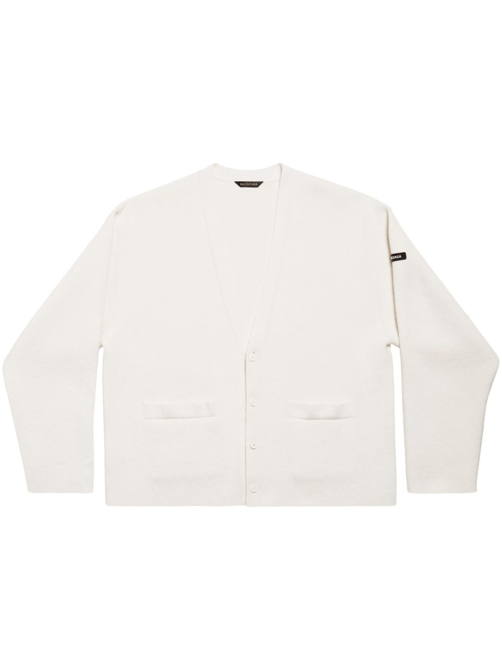 Balenciaga logo-patch drop-shoulder cardigan - White