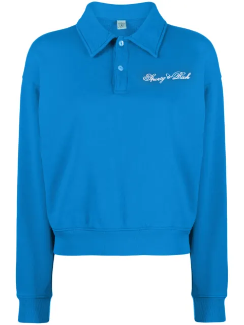 Sporty & Rich logo-embroidered polo-collar sweatshirt