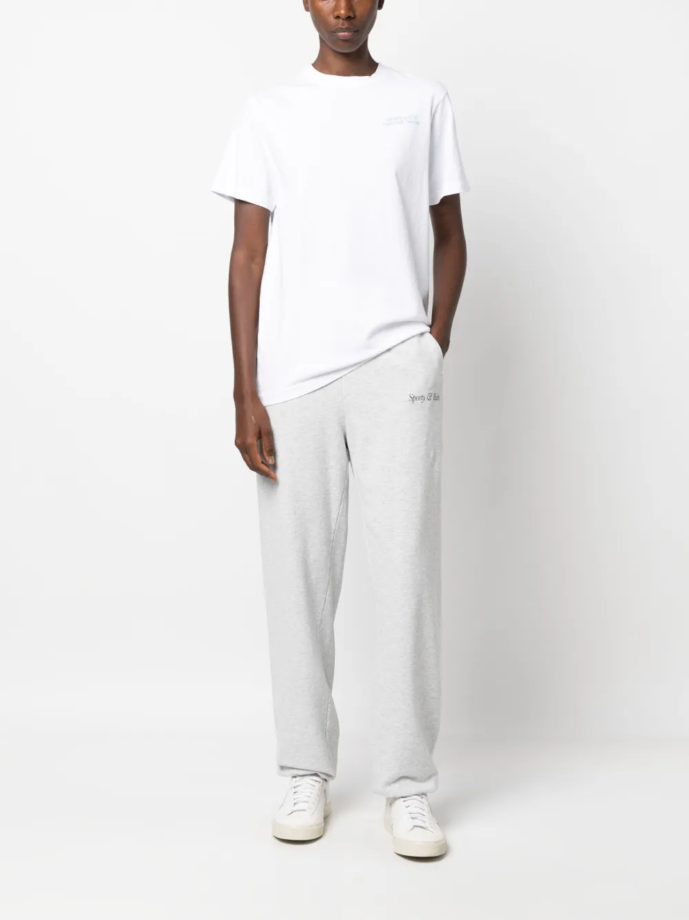 Sporty & Rich mélange logo-print track pants - Grijs